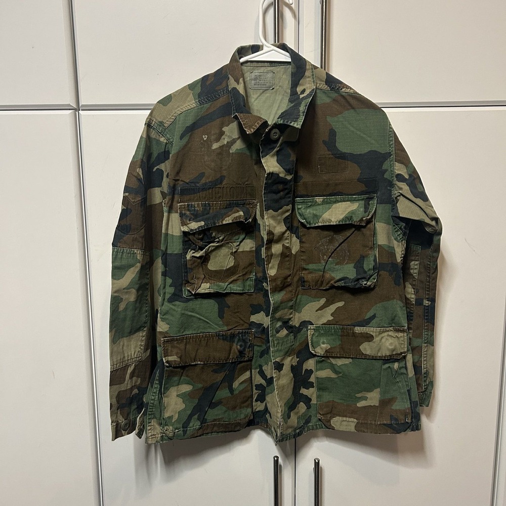 US Military BDU Field Jacket Woodland Camo Ripstop USMC EGA Small Short